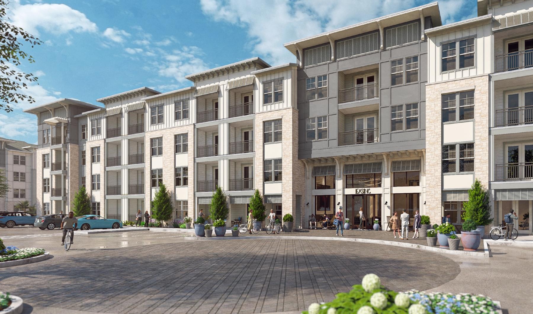 a large building with people