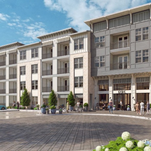 a large building with people