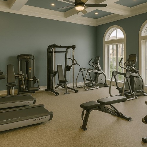 a gym with exercise equipment