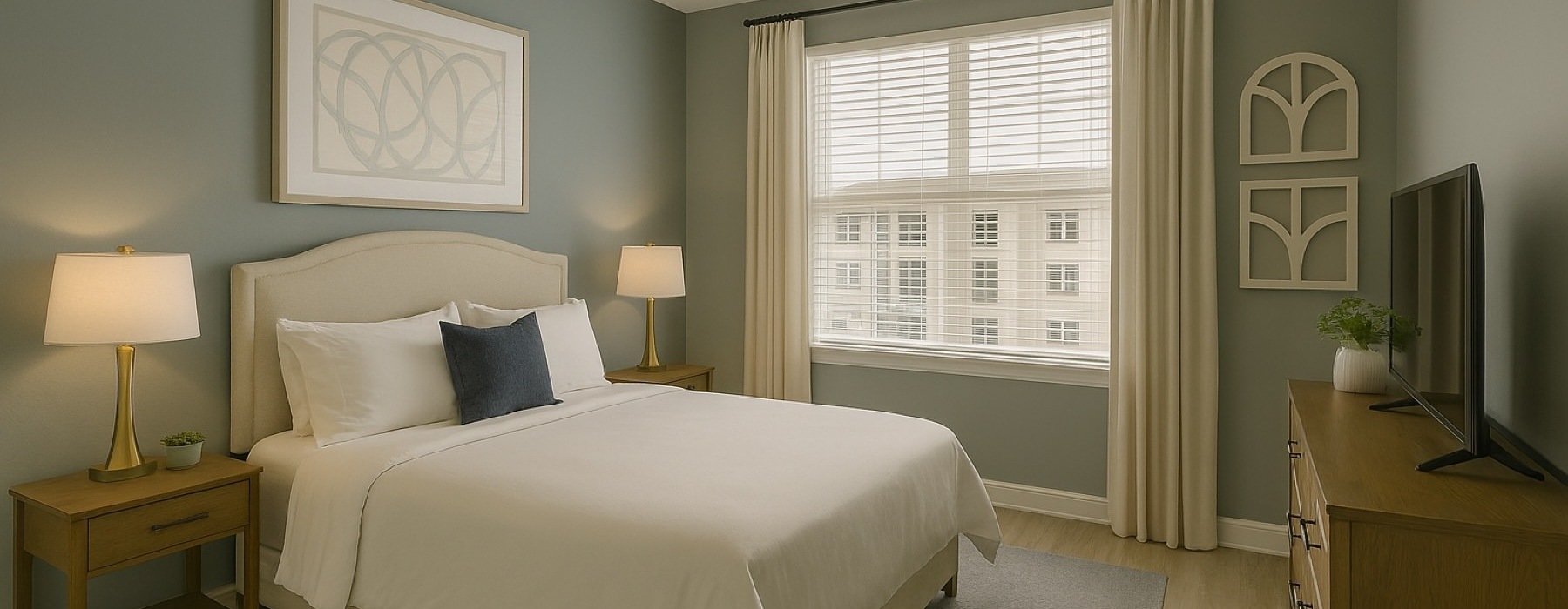 a bedroom with a large bed