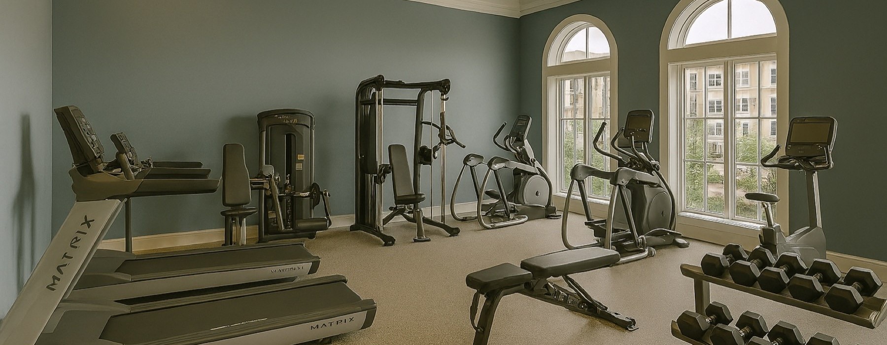 a gym with exercise equipment